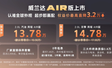 限时权益价13.78万起 广汽丰田威兰达Air版上市 还有新春大礼包