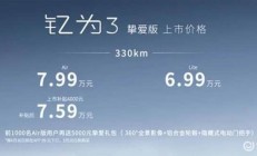 6.99万起售，江淮钇为3挚爱版上市，新增330km续航版本